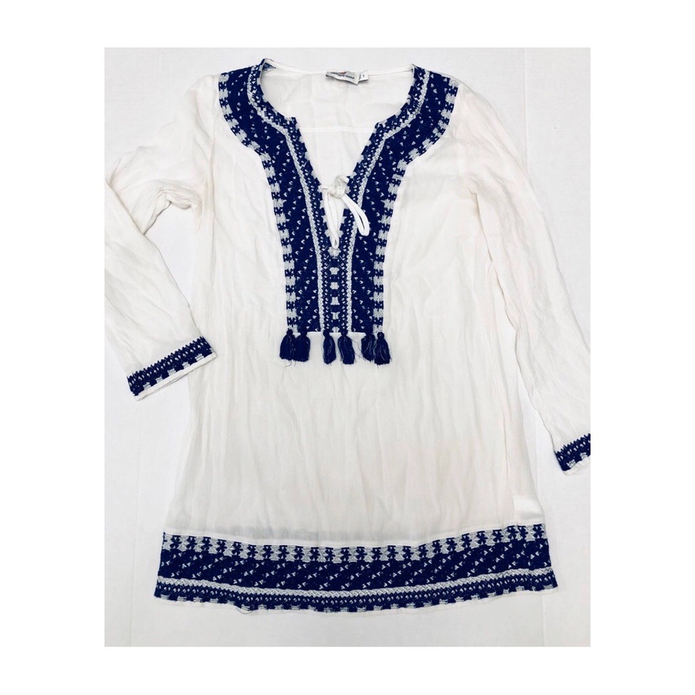 Vineyard Vines Solid Embroidered Tassel Cover Up